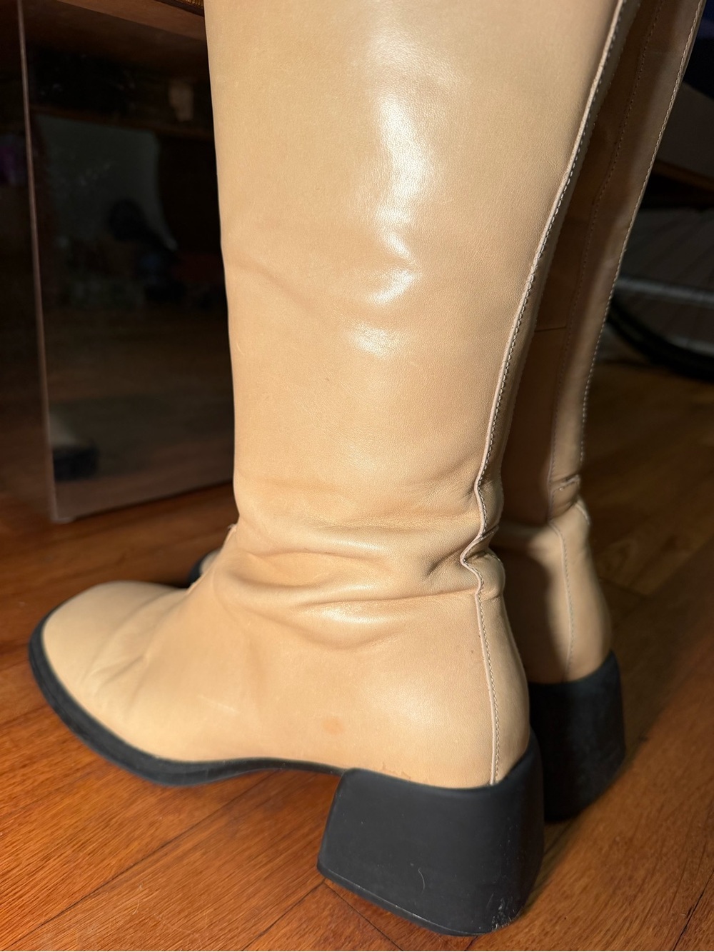 Vagabond Tall Leather Boots in Beige